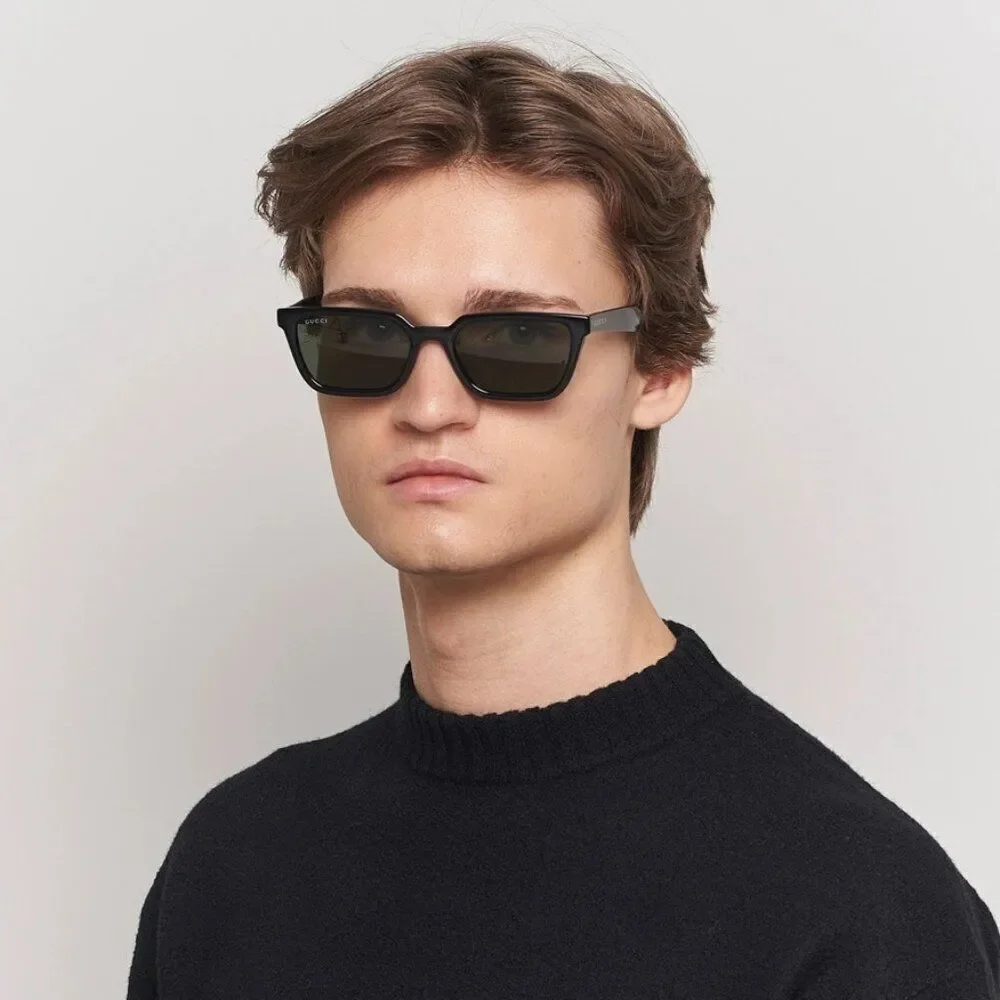 NEW Gucci GG1539S 001 Black Grey Unisex Rectangle Sunglasses GG 1539S
